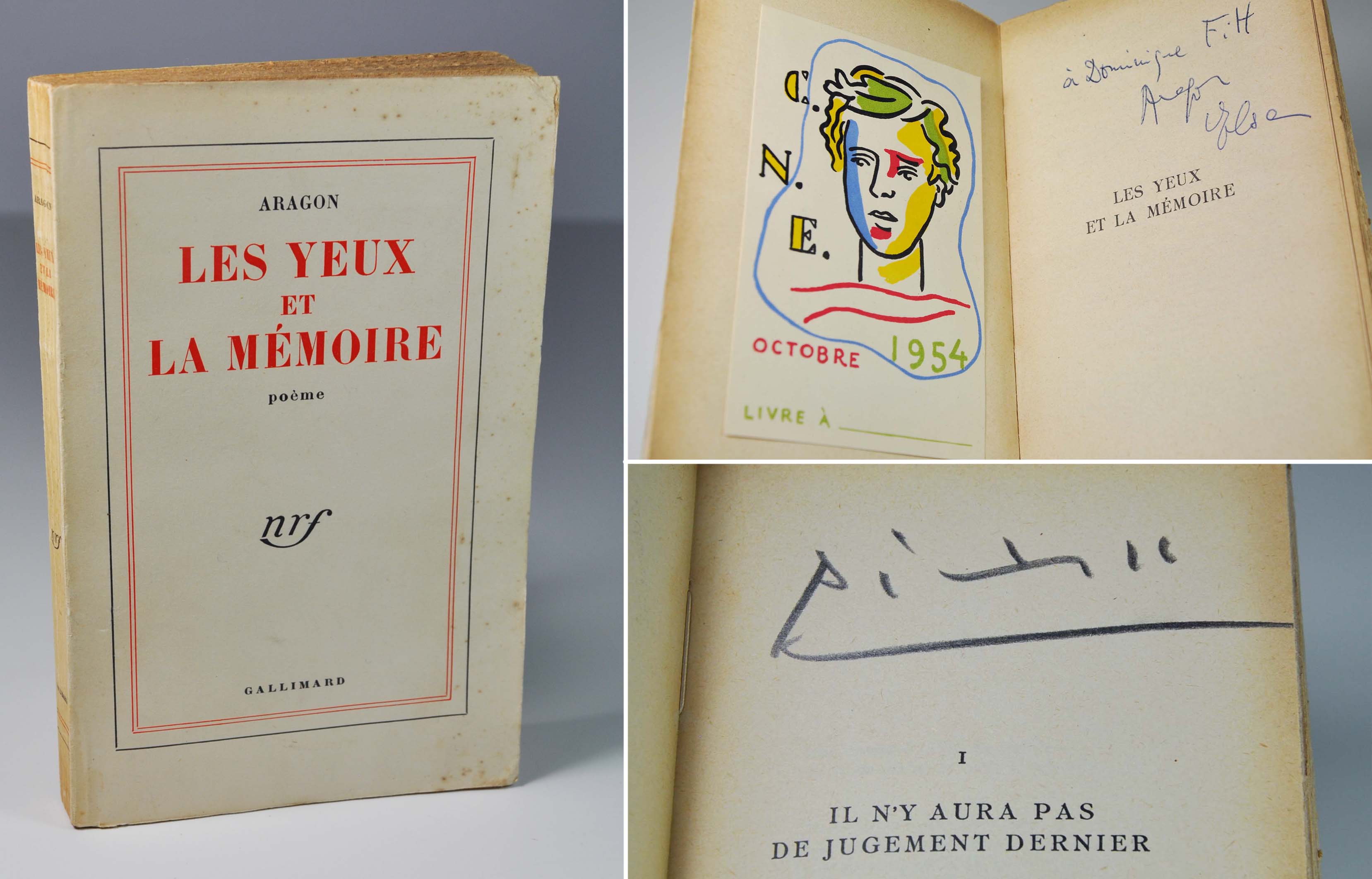 Louis Aragon, "Les yeux et la mémoire", en édition originale sur papier courant, enrichi d