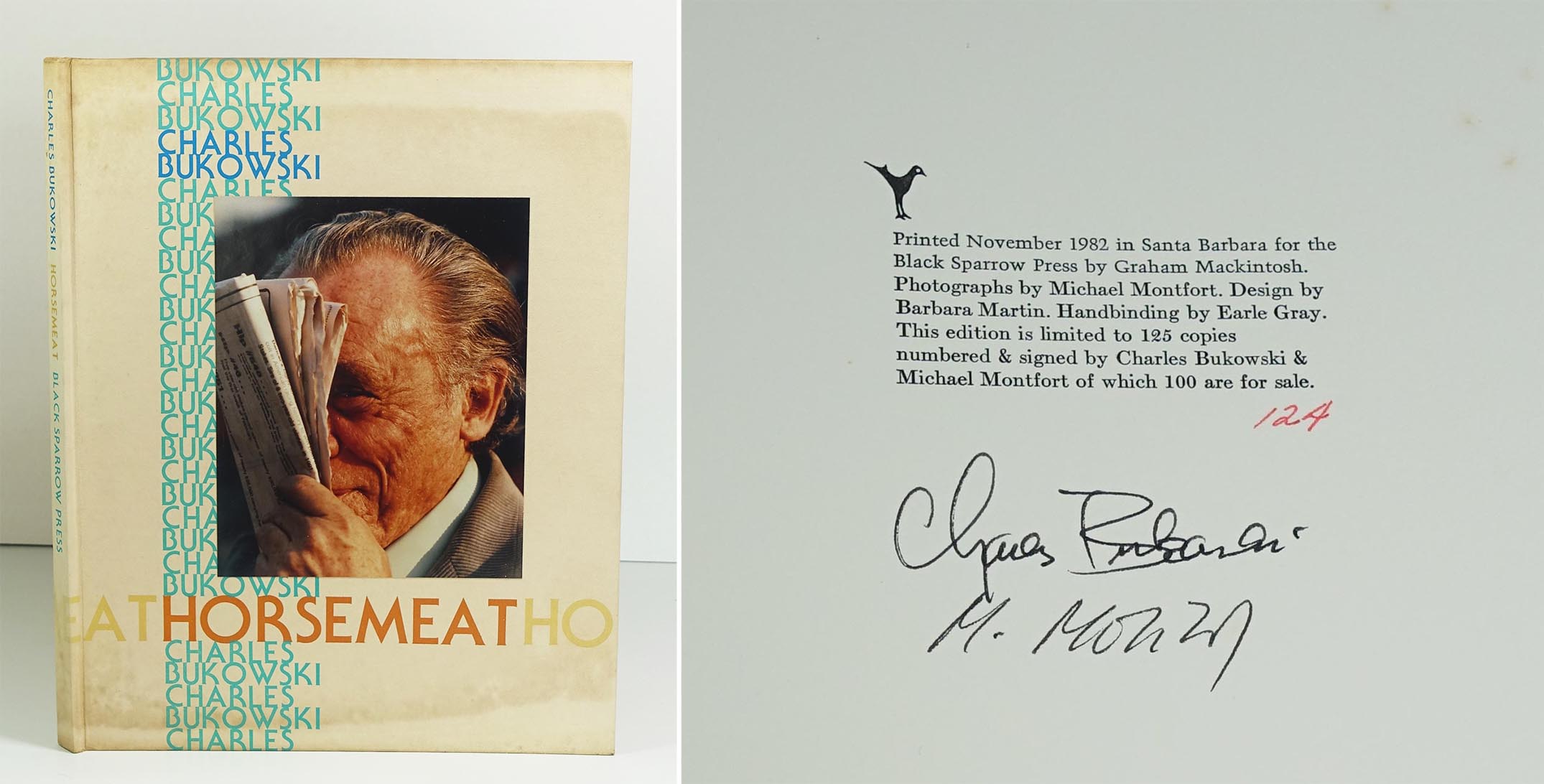 BUKOWSKI Charles Horsemeat Black Sparrow Press, Santa Barbara, 1982. Reliure d