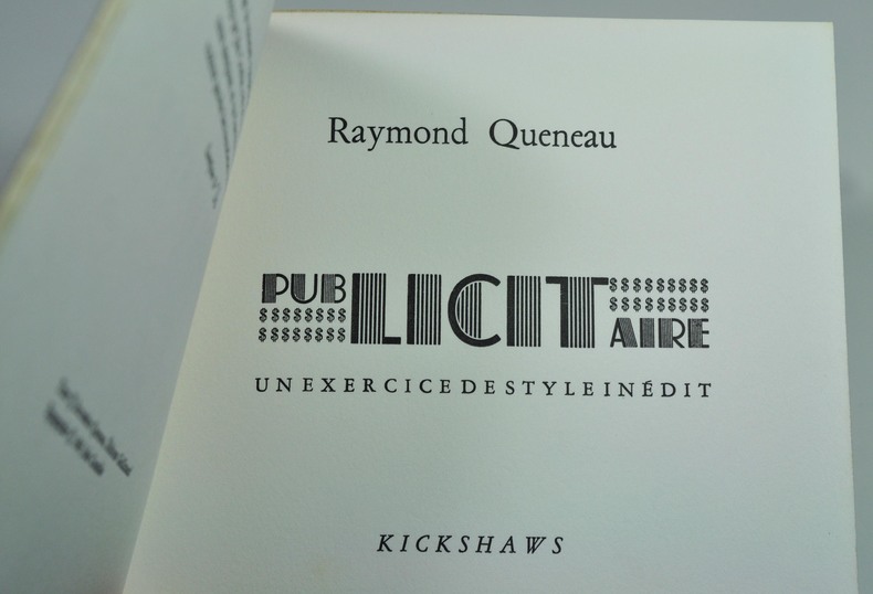 QUENEAU Raymond Publicitaire - Un exercice de style inédit Kickshaws, 1986. In-12 broché, format à l