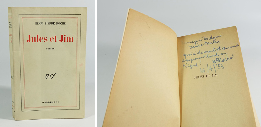 Henri Pierre Roché, "Jules et Jim", Gallimard, Nrf, 1953. In-12 broché. Première édition avec un envoi de Henri Pierre Roché.